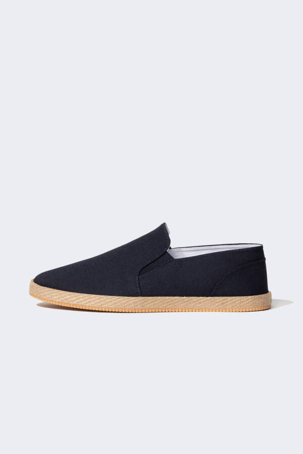 Men's Espadrille Linen Shoes Navy Blue - 1