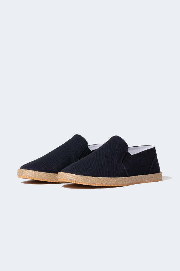 Men's Espadrille Linen Shoes Navy Blue - 8