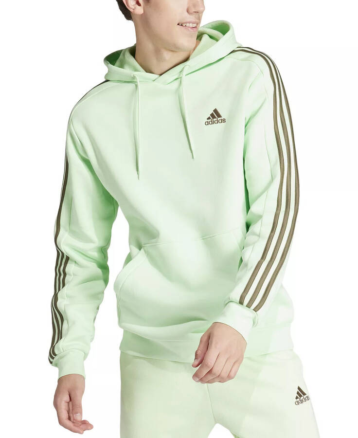 Men's Essentials 3-Stripes Regular-Fit Fleece Hoodie, Regular & Big & Tall Semi Green Spark/olive Strata - 1