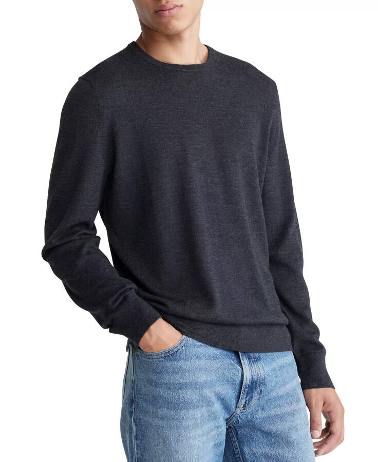 Men's Extra Fine Merino Wool Blend Sweater Gunmetal Heather - 1