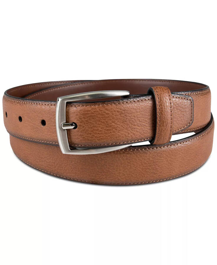 Men's Faux Leather Pebble Grain Stretch Belt, Created for Macy's Tan - 1