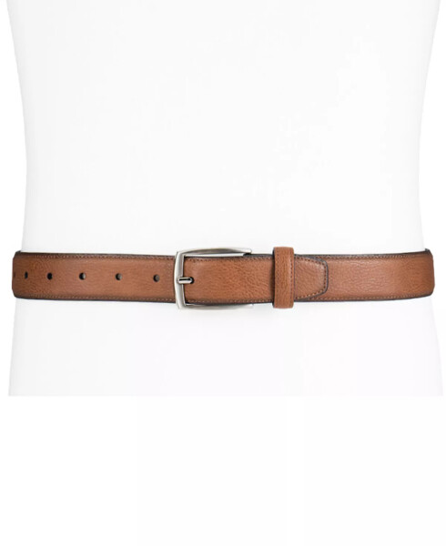 Men's Faux Leather Pebble Grain Stretch Belt, Created for Macy's Tan - 5