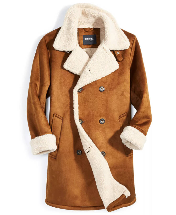 Men's Faux-Shearling Overcoat Cognac - 5