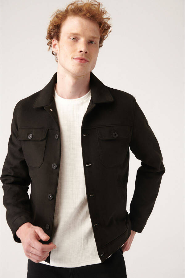 Men's Faux Suede Quilted Jacket - 3