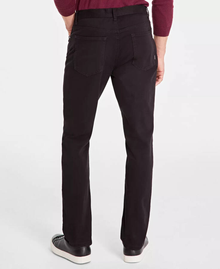 Men's Five-Pocket Straight-Fit Twill Pants, Created for Modazone Deep Black - 2