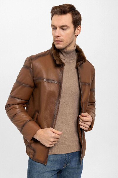 Men's Fur Coat Brown An-7254 - 2