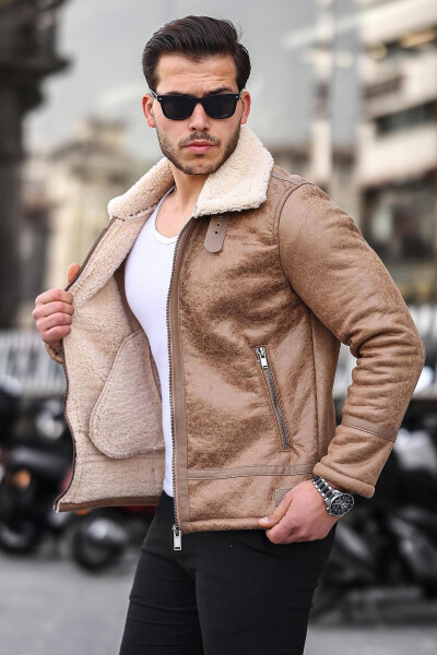 Men's Fur Suede Leather Jacket - 1