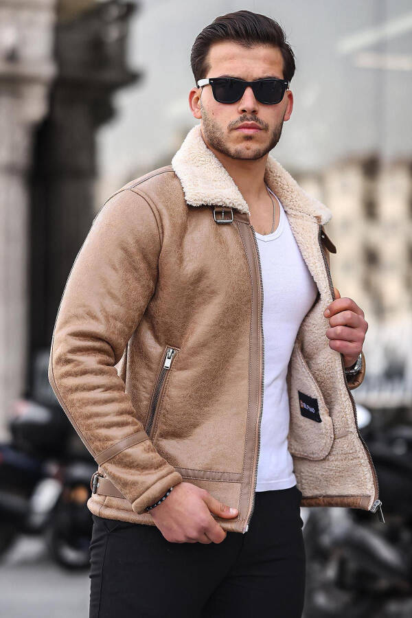 Men's Fur Suede Leather Jacket - 3