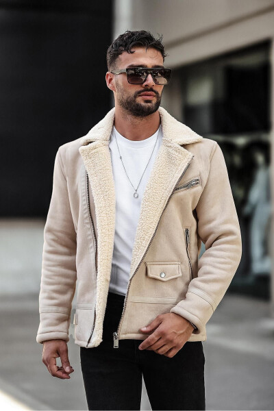 Men's Fur Suede Leather Jacket - 11