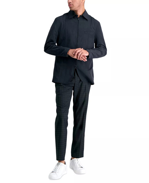 Men's Gabardine Skinny/Extra-Slim Fit Performance Stretch Flat-Front Dress Pants Black Plaid - 1