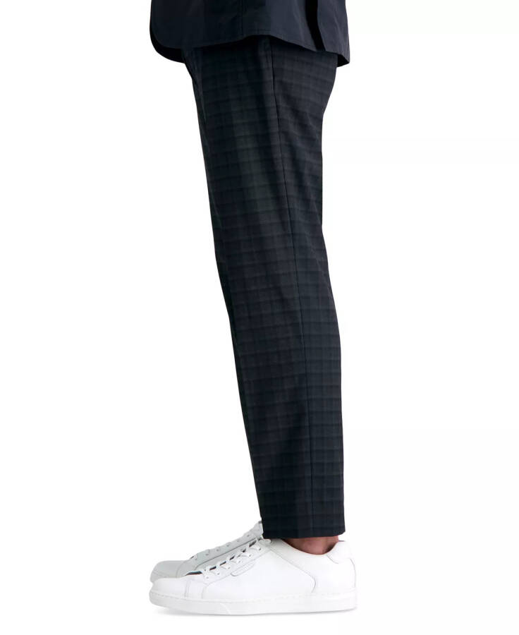 Men's Gabardine Skinny/Extra-Slim Fit Performance Stretch Flat-Front Dress Pants Black Plaid - 4