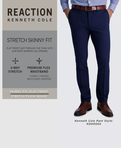 Men's Gabardine Skinny/Extra-Slim Fit Performance Stretch Flat-Front Dress Pants Blue - 6