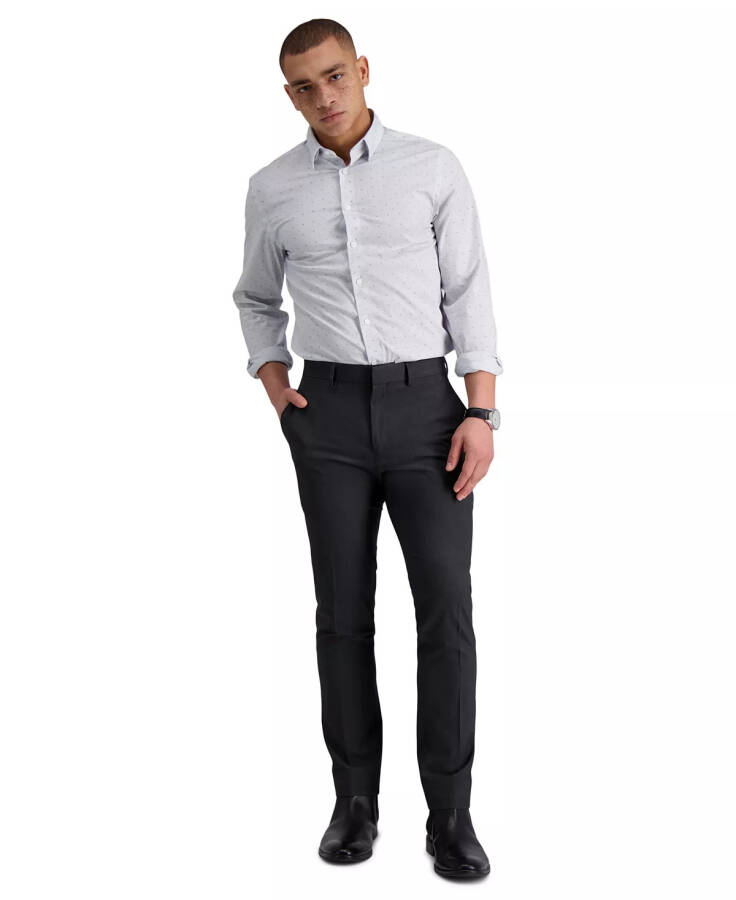 Men's Gabardine Skinny/Extra-Slim Fit Performance Stretch Flat-Front Dress Pants Charcoal - 1