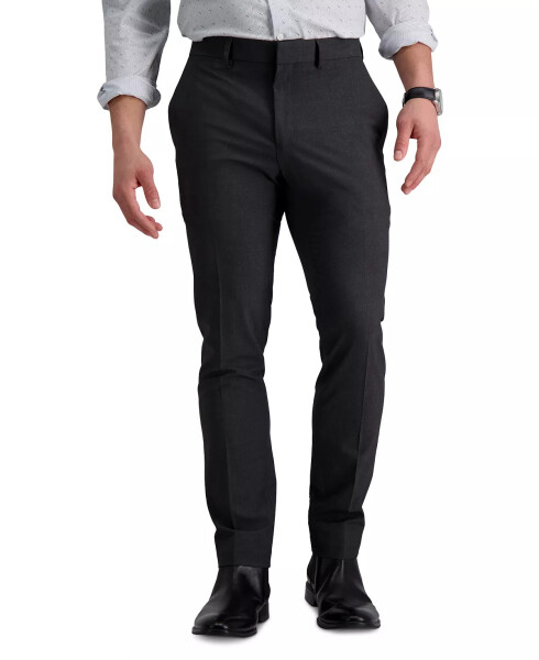 Men's Gabardine Skinny/Extra-Slim Fit Performance Stretch Flat-Front Dress Pants Charcoal - 2