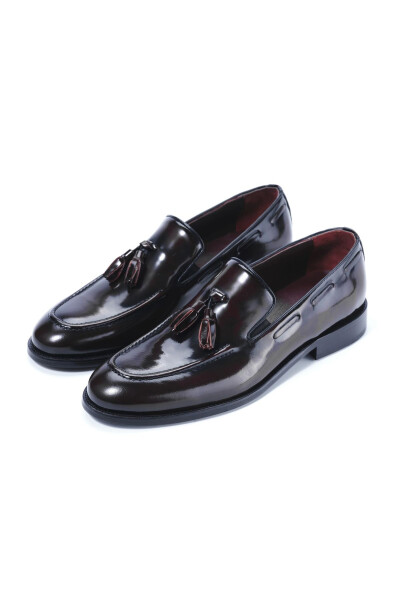 Men's Genuine Leather Burgundy Open Toe Wedding Shoes - 34