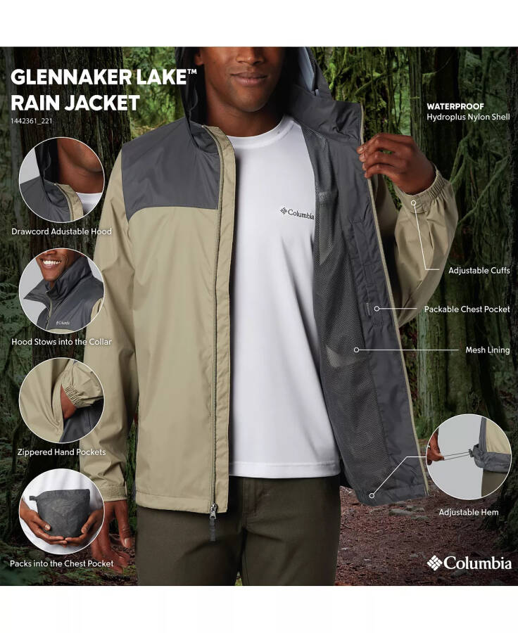 Men's Glennaker Lake Rain Jacket Tusk, Gray - 3