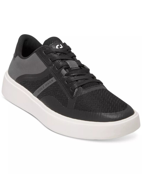 Men's Grand Crosscourt Winner Mixed-Media Lace-Up Sneakers Black/Gray Pinstripe/Ivory - 1