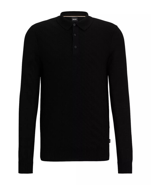 Men's Graphic Jacquard Structure Polo Shirt Black - 3