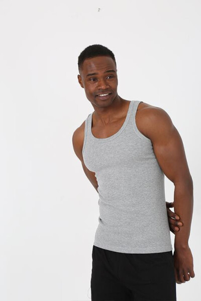 Men's Gray Athlete Ribbed Undershirt 6503 - 1