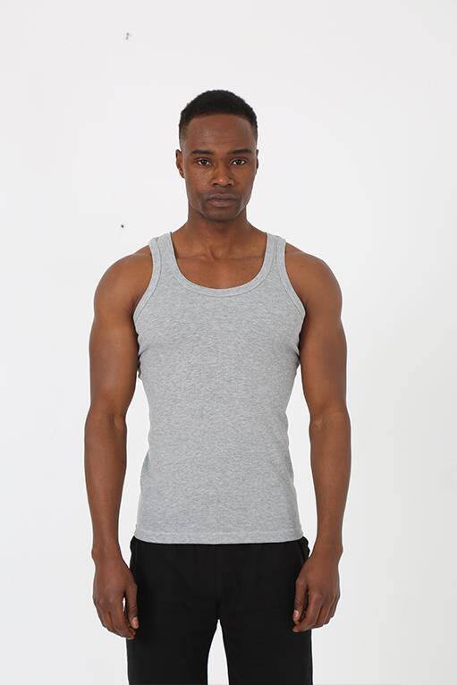 Men's Gray Athlete Ribbed Undershirt 6503 - 2