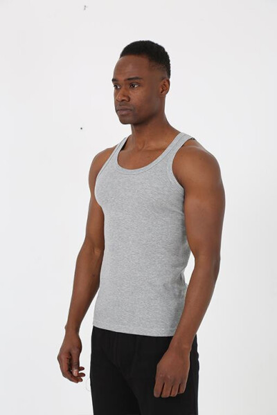 Men's Gray Athlete Ribbed Undershirt 6503 - 3