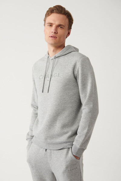 Men's Gray Hooded Sweatshirt - 1