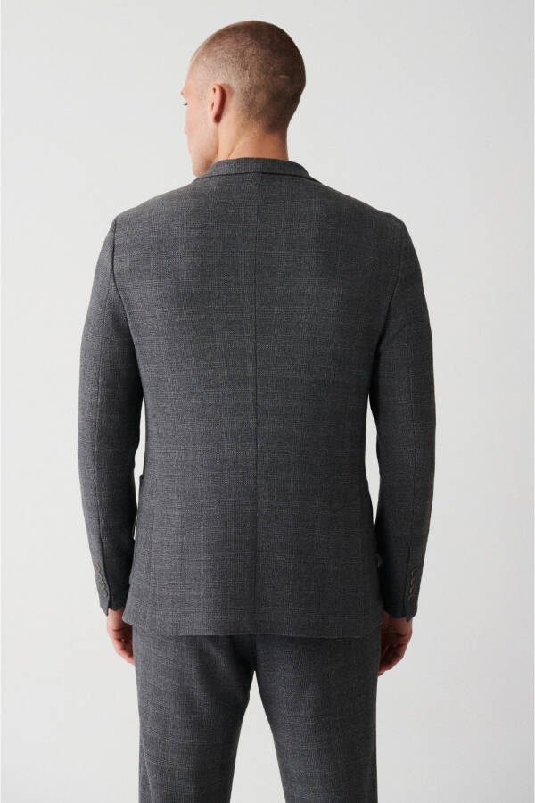 Men's gray jacket, 360 degrees flexible single breasted, double vent, unlined, comfort slim fit. - 4