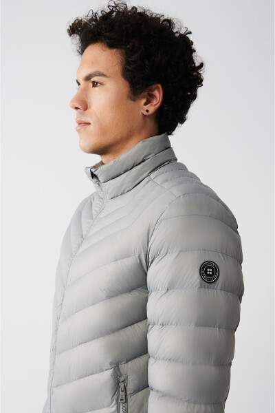 Men's Gray Puffer Jacket - 9