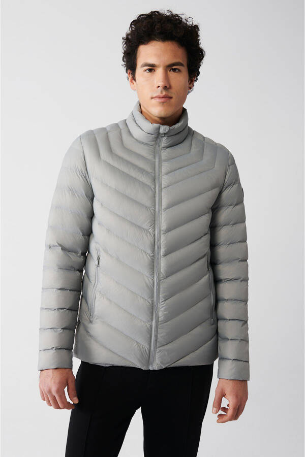 Men's Gray Puffer Jacket - 1