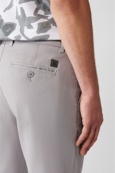 Men's Gray Side Pocket Armored Slim Fit Chino Pants - 7