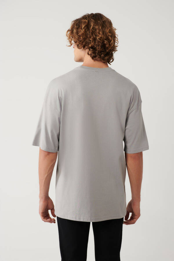 Men's Gray T-Shirt with Crew Neck Print Oversize A41y1325 - 4