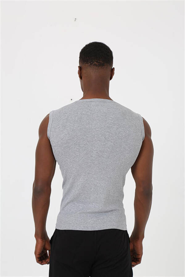 Men's Gray Zero Sleeve Ribbed Undershirt 6504 - 5