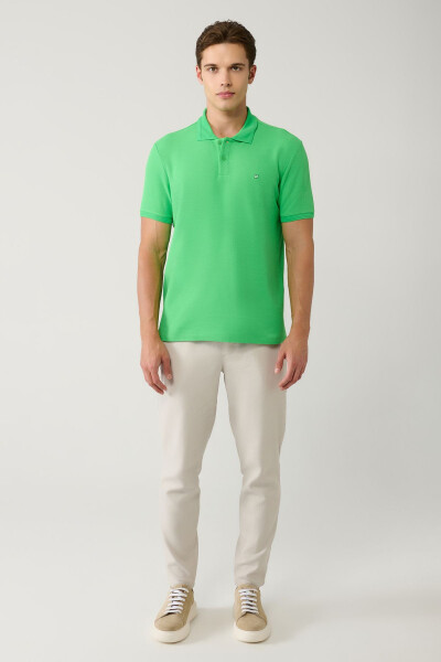 Men's Green 100% Cotton Quick-Drying Regular Fit Non-Wrinkle Polo Collar T-shirt B001032 - 10