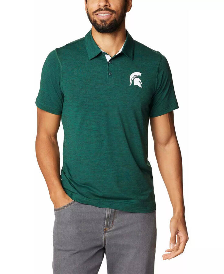 Men's Green Michigan State Spartans Tech Trail Space Dye Omni-Shade Polo Green - 5