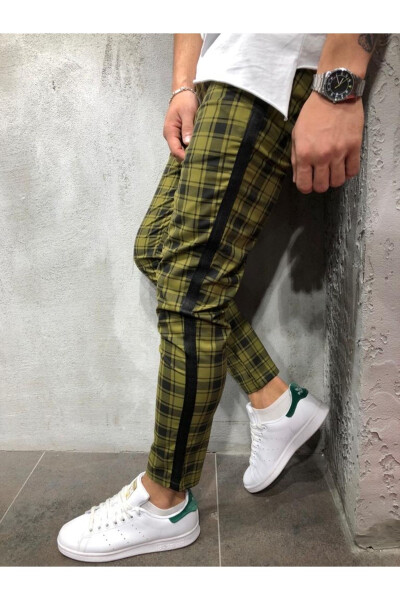 Men's Green Plaid Jogger Pants - 6