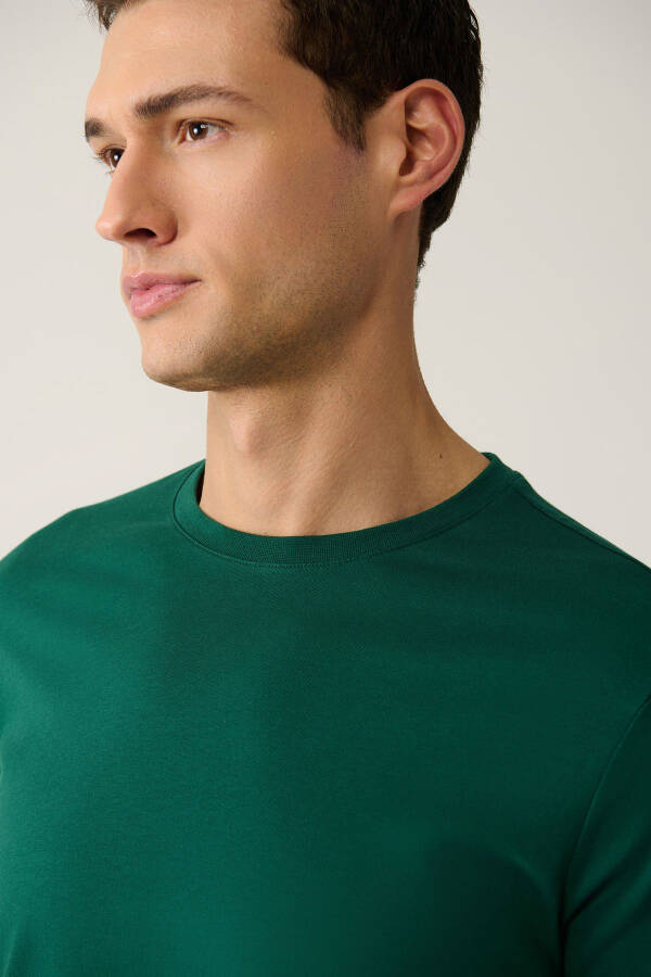 Men's Green T-shirt 100% Cotton Breathable Crew Neck Regular Fit E001000 - 7