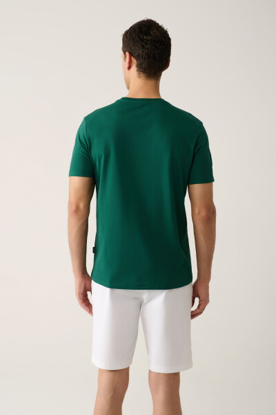 Men's Green T-shirt 100% Cotton Breathable Crew Neck Regular Fit E001000 - 9