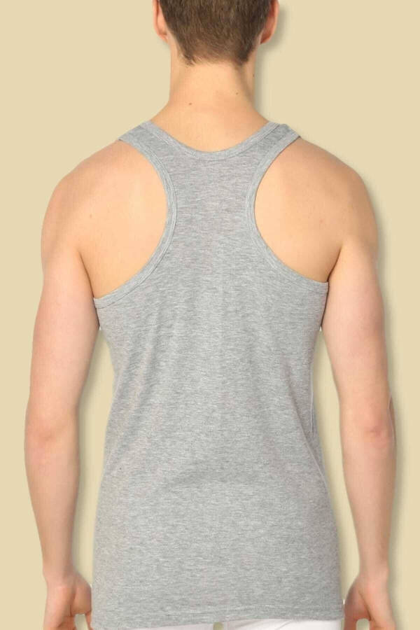 Men's Grey 6-Pack Cotton Ribbed Athletic Tank Top - 3