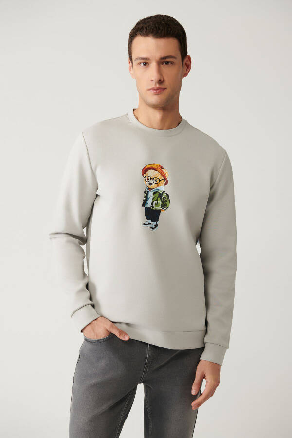 Men's Grey Crew Neck Sweatshirt - 1