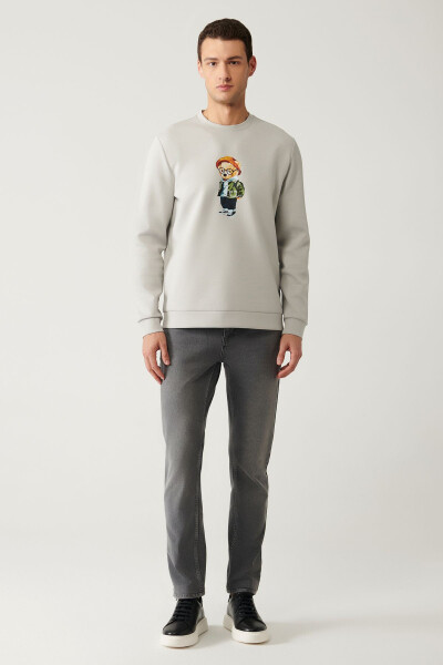 Men's Grey Crew Neck Sweatshirt - 5