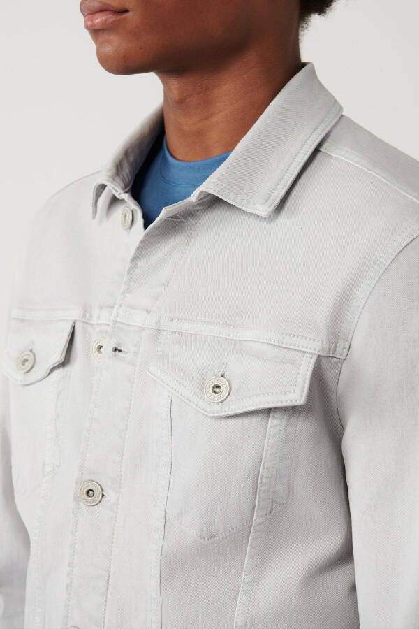 Men's Grey Denim Jacket - 2