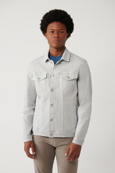 Men's Grey Denim Jacket - 3