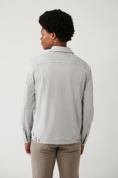 Men's Grey Denim Jacket - 4