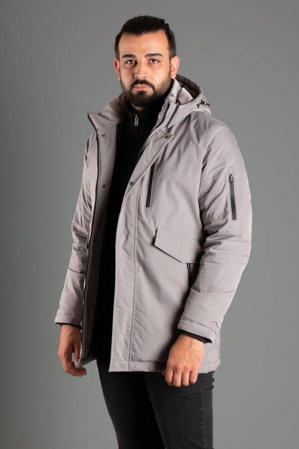 MEN'S GREY HOODED PUFFER JACKET 5615 - 1