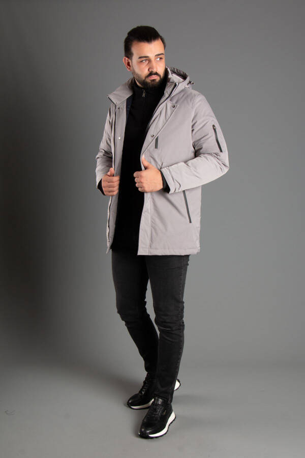 MEN'S GREY HOODED PUFFER JACKET 5615 - 2