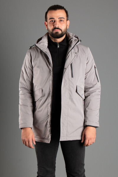 MEN'S GREY HOODED PUFFER JACKET 5615 - 4