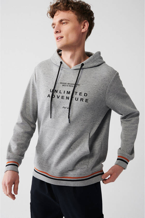 Men's Grey Hooded Sweatshirt - 6