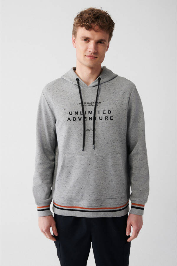 Men's Grey Hooded Sweatshirt - 8