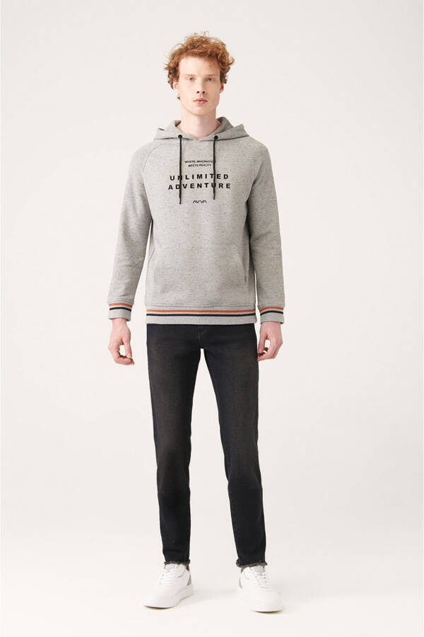 Men's Grey Hooded Sweatshirt - 5