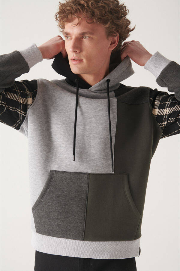 Men's Grey Hooded Sweatshirt - 8